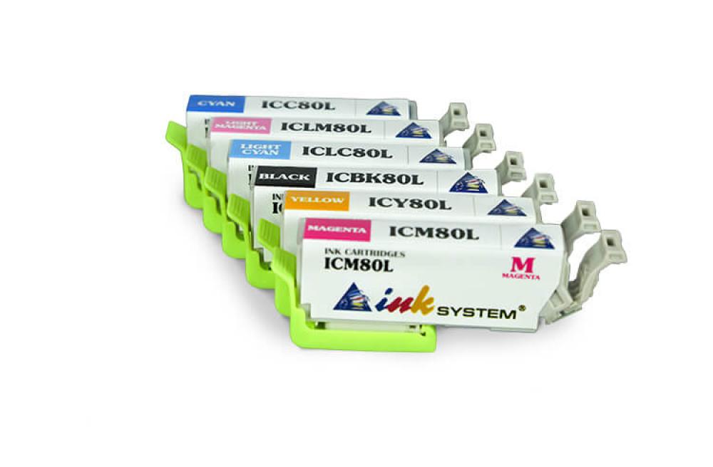 изображение Комплект совместимых картриджей IC80 (C/M/Y/Вк/LC/LM) для Epson Colorio EP-708A - изображение 1