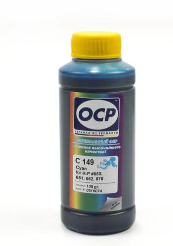 Чернила OCP для HP Deskjet, OfficeJet, Envy (С149) картридж 650, 651, 62, Cyan 100мл