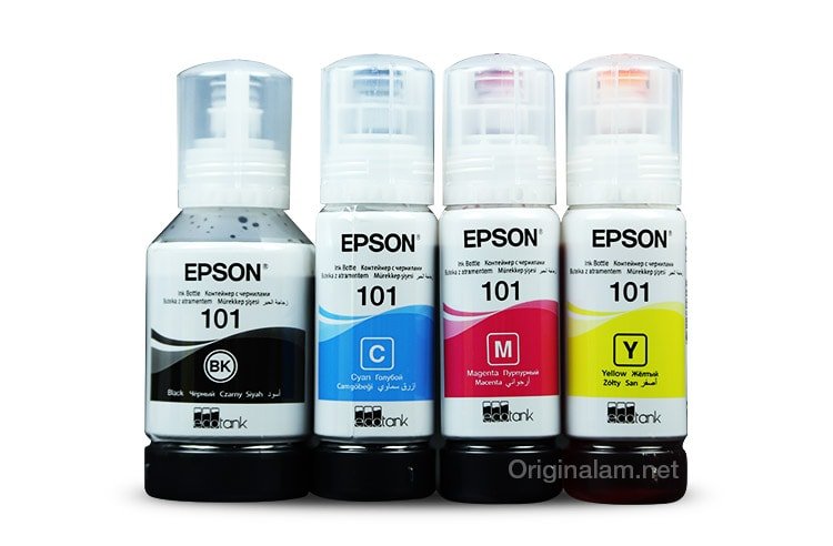 изображение Оригинальные чернила для Epson L4167 (3 цветных по 70мл + 1 черный пигмент 127 мл)
