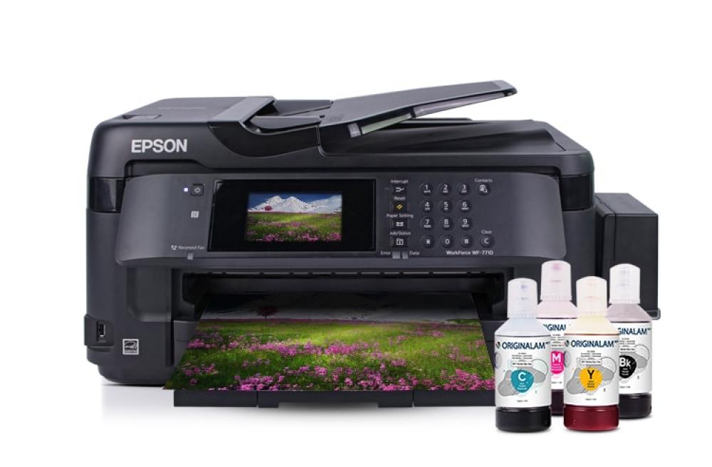 изображение МФУ Epson WorkForce WF-7710DWF с БСНПЧ и чернилами ORIGINALAM.NET 350мл - изображение 1