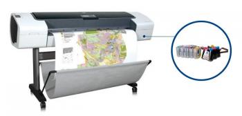 Плоттер HP DesignJet T1100 44" с СНПЧ и чернилами