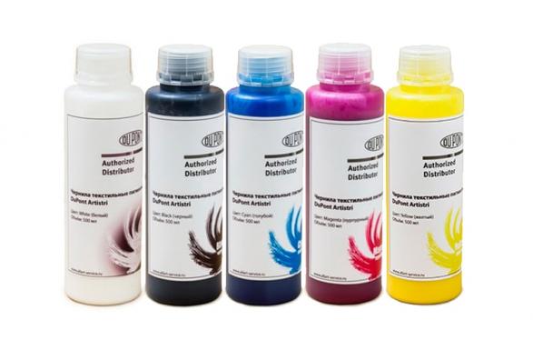 изображение Комплект текстильных чернил DuPont Artistri, 500 мл (4 цвета) + White 500 мл