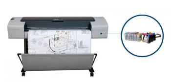 Плоттер HP DesignJet T1100ps 44" с СНПЧ и чернилами