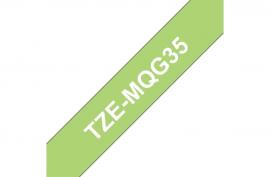 Brother TZeMQG35 - матовая ламинированная лента, белый на зеленом, 12 мм х 5 м