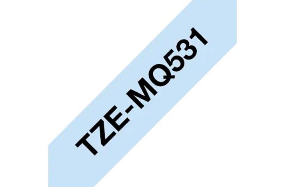изображение Brother TZeMQ531 - ламинированная лента, черный на пастельно-голубом, 12 мм х 4 м - изображение 1