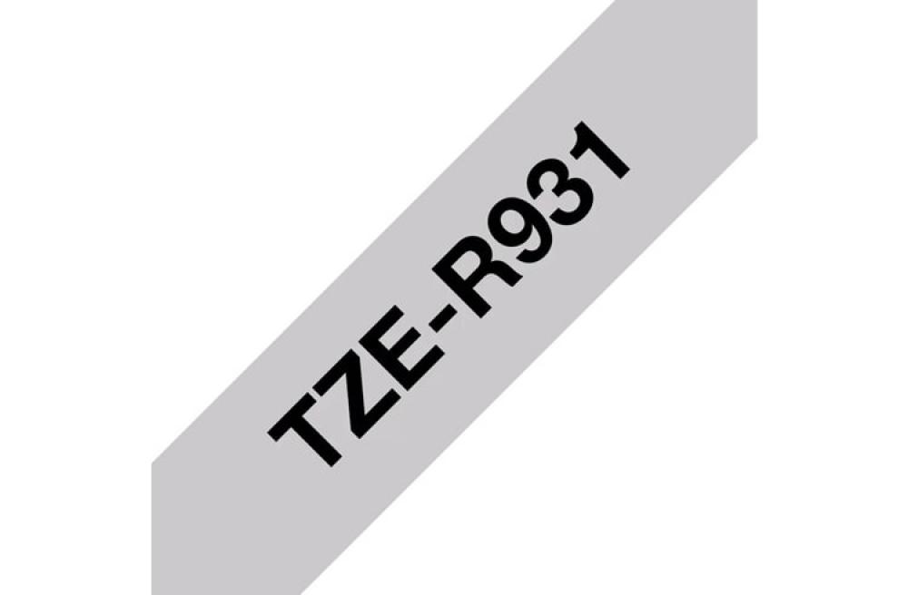 изображение Brother TZeR931 - тканевая лента, черный на серебряном, 12 мм х 4 м - изображение 1