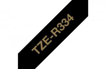 Brother TZeR334 - тканевая лента, золотой на черном, 12 мм х 4 м