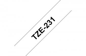 Brother TZe231 - стандартная ламинированная лента, черный на белом, 12 мм х 8 м
