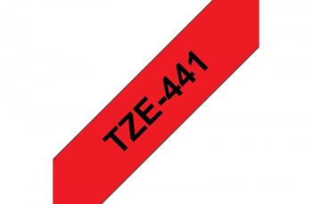 Brother TZe441 - стандартная ламинированная лента, черный на красном, 18 мм х 8 м