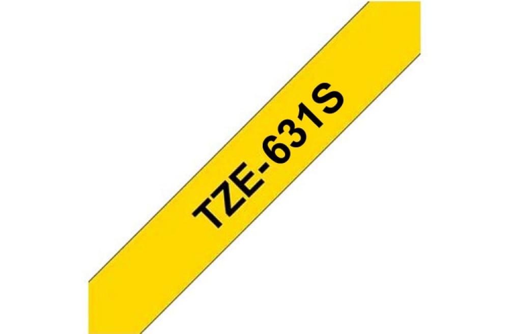 изображение Brother TZe631S - стандартная ламинированная лента, черный на желтом, 12 мм х 4 м - изображение 1