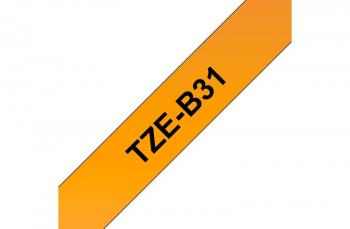 Brother TZeB31 - флуоресцентная ламинированная лента, черный на оранжевом, 12 мм х 5 м
