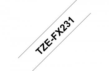 Brother TZeFX231 - гибкая идентификационная ламинированная лента, черный на белом, 12 мм х 8 м