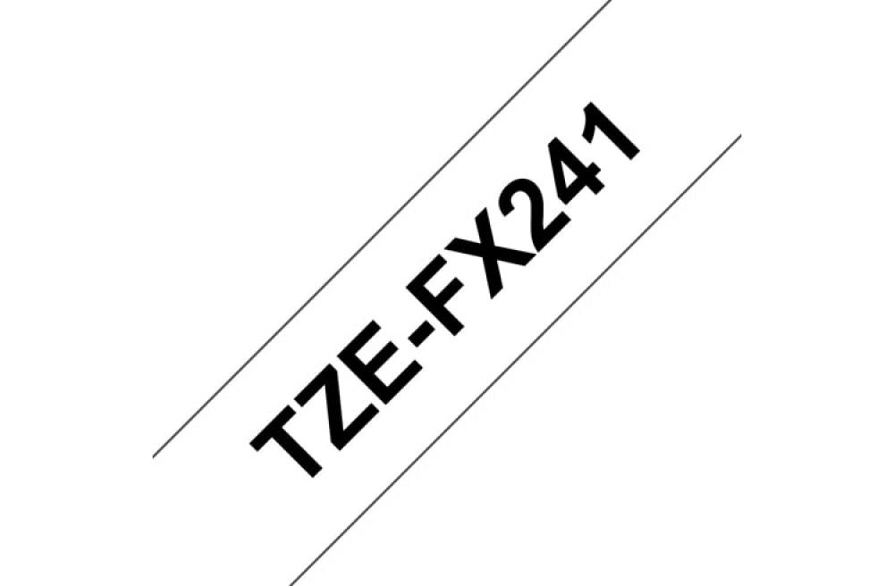 изображение Brother TZeFX241 - гибкая идентификационная ламинированная лента, черный на белом, 18 мм х 8 м - изображение 1