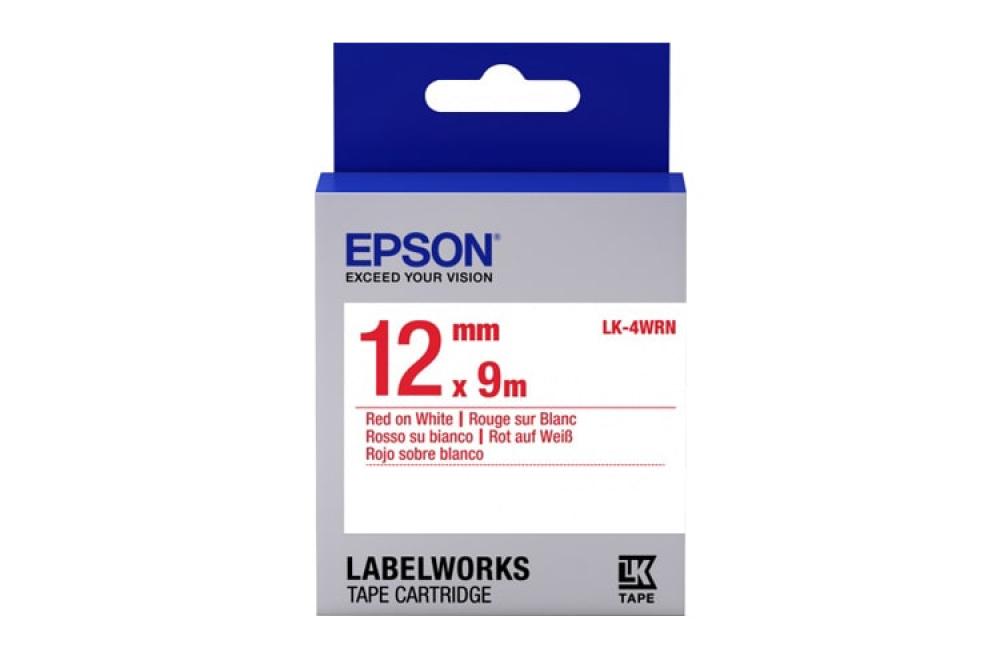 Фото Epson LK4WRN красный/белый, 12 мм х 9 м изображение Лента стандартная Epson LK4WRN красный/белый, 12 мм х 9 м