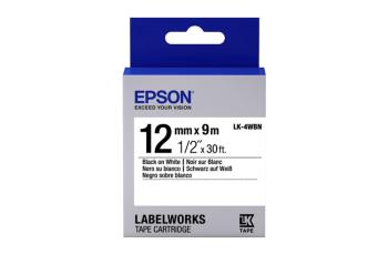 Лента стандартная Epson LK4WBN черный/белый, 12 мм х 9 м