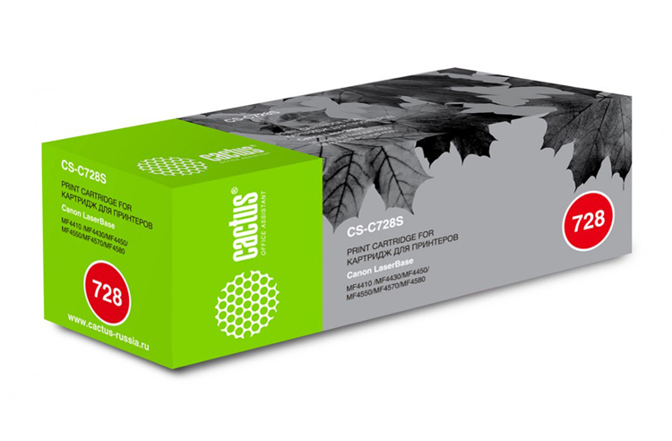изображение Лазерный картридж Cactus CS-C728S (Cartridge 728) черный для Canon Fax L150, L170, L41059 MF4410 i-Sensys, 4430 i-Sensys, 4450 i-Sensys, 4550 i-Sensys, 4570 i-Sensys, 4580 i-Sensys, 4730 i-Sensys, 4750 i-Sensys, 4870 i-Sensys (2100 стр.)