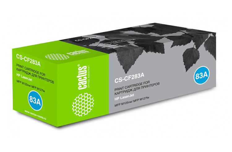 изображение Лазерный картридж Cactus CS-CF283A (HP 83A) черный для HP LaserJet M125, M125a, M125nw, M125r, M125ra, M125rnw, M127, M127fn, M127fw, M201dw, M201n, M202dw, M202n, M225 , M225dn, M225dw, M225rdn (1500 стр.)