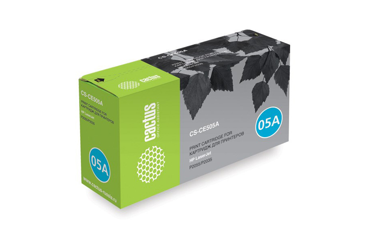 изображение Лазерный картридж Cactus CS-CE505AS (HP 05A) черный для HP LaserJet P2030, P2035, P2035n, P2050, P2055, P2055d, P2055dn, P2055X (2300 стр.)