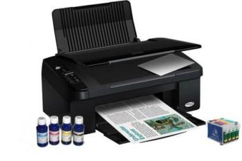 МФУ Epson Stylus TX109 с ПЗК и чернилами