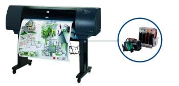 Плоттер HP DesignJet 4000 с СНПЧ и чернилами