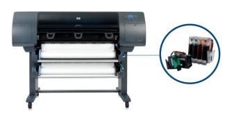 Плоттер HP DesignJet 4500 с СНПЧ и чернилами