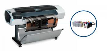 Плоттер HP DesignJet T1200 с СНПЧ и чернилами