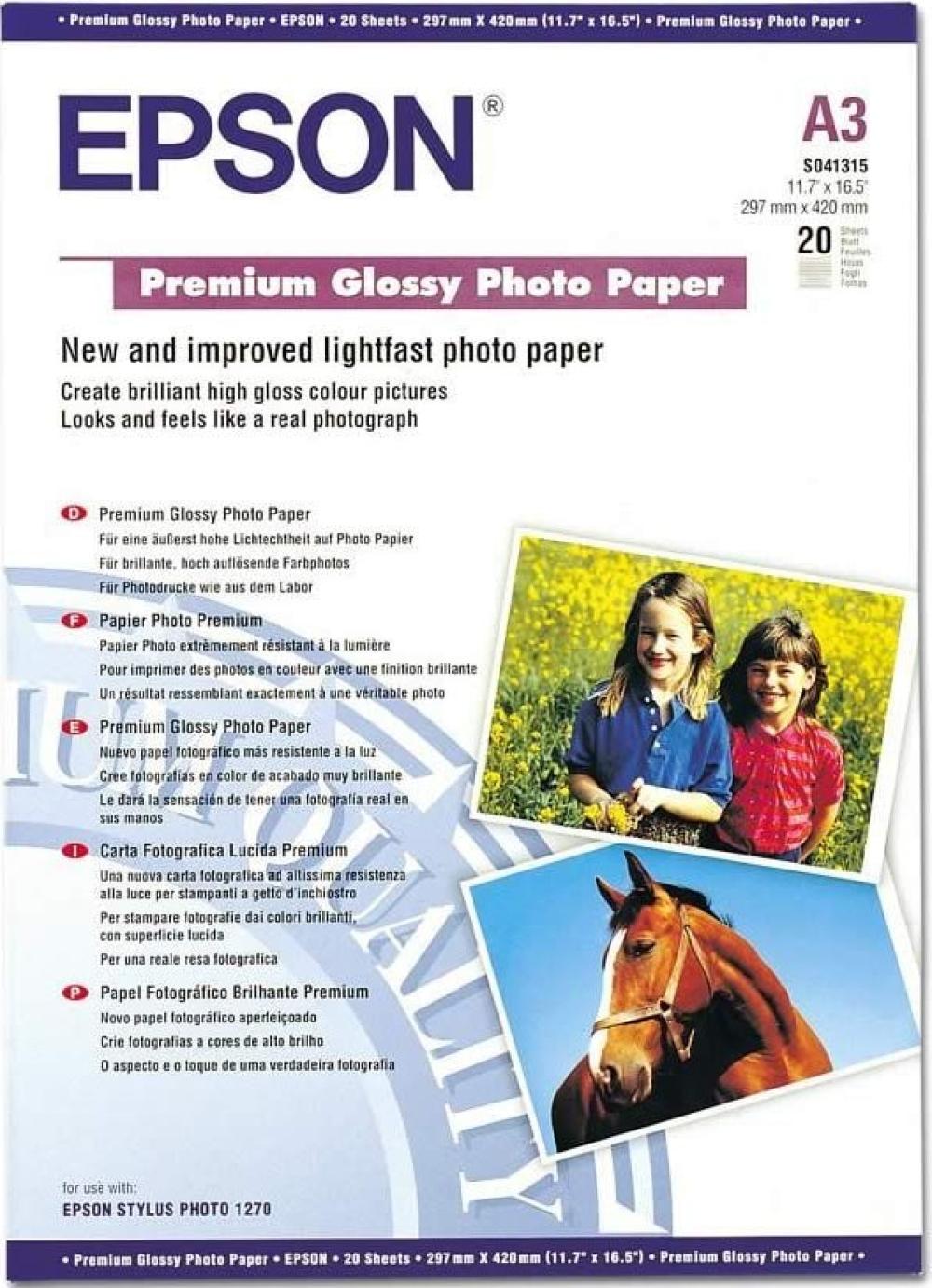 изображение Глянцевая фотобумага  Epson Premium Glossy A3 255g 20 листов - изображение 1