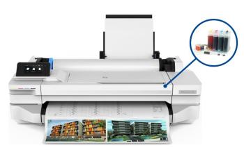 Плоттер HP Designjet T125 с СНПЧ и чернилами