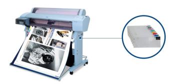 Плоттер Epson Stylus Pro 9600 с ПЗК и чернилами